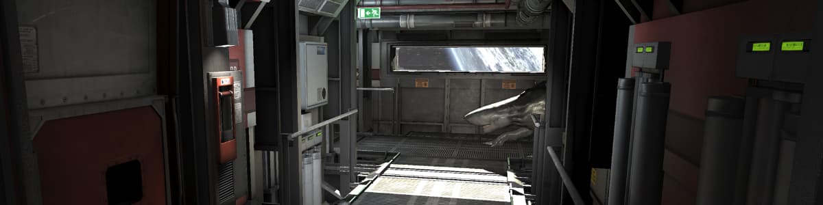 A Carcharodon Polemos is spotted in the maintenance access hallway